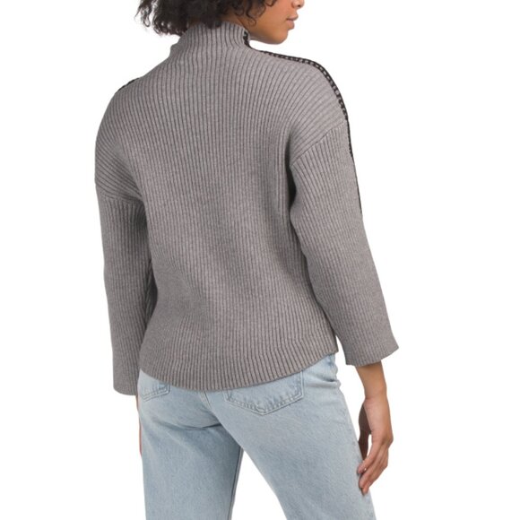 SUGAR LIPS Grey Cole Whipstitch Turtle Neck Sweater - Picture 2 of 2